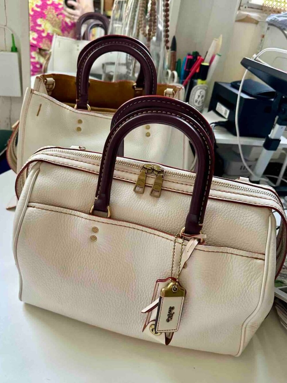 COACH Rogue 1941 Satchel Chalk Oxblood 31 Crossbody TopHandle 2Way Purse